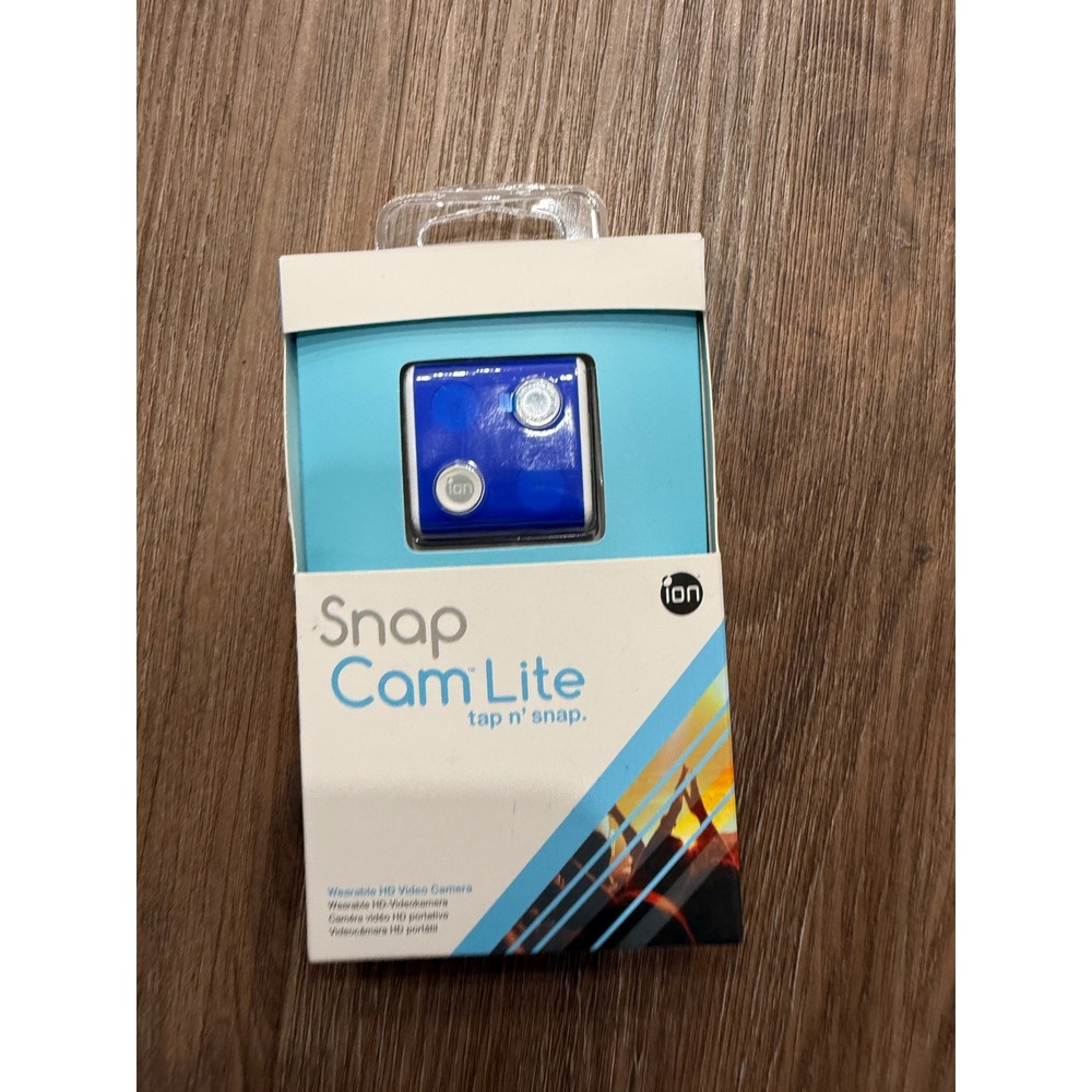 iON SnapCam Lite Wearable HD Video Camera 5MP 720p Splashproof Blue New‎